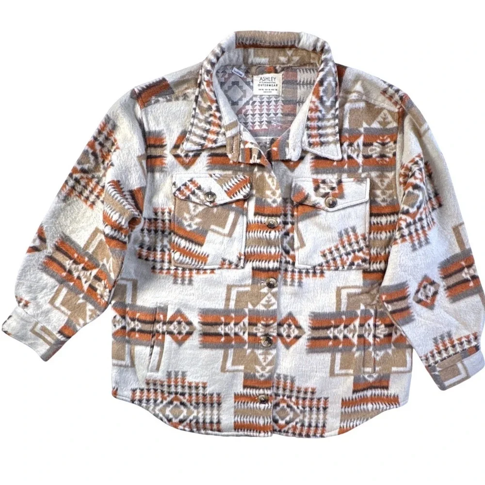 ASHLEY by 26 International Geometric Shacket Outerwear Women's‎ Size XL Aztec